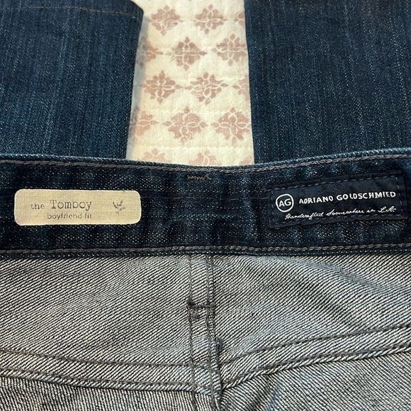 AG Adriano Goldschmied Tomboy Boyfriend Fit Dark Wash Blue Denim Jeans Size 24 - Picture 10 of 14